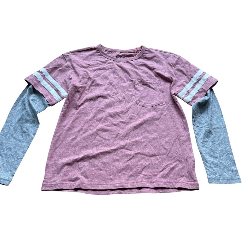 Mini Boden Long Sleeve Layered-Look Pink & Gray T-Shirt 11-12Y 100% Cotton Kids